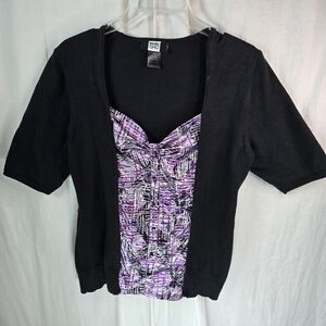 Studio1940 women's short-sleeved pullover top RN72882 size Large black/ …